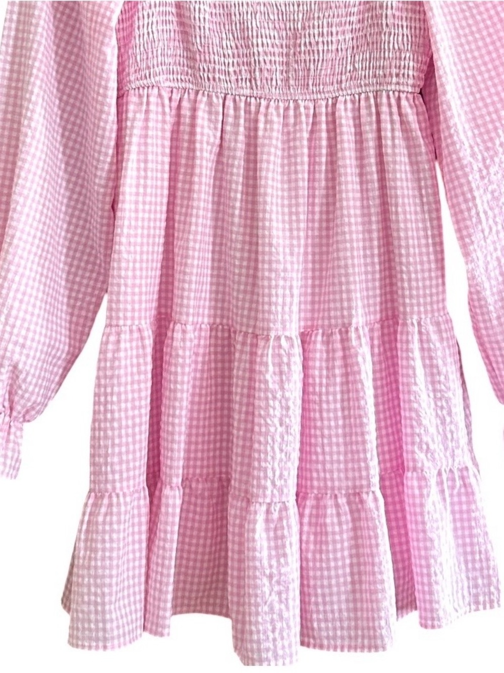 💐Blu Pepper Light Pink Gingham Smocked Mini Dress, Jr.L - Picture 5 of 5